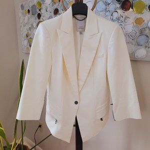 Robert Rodriguez Cream Cropped Cotton Blazer US 4